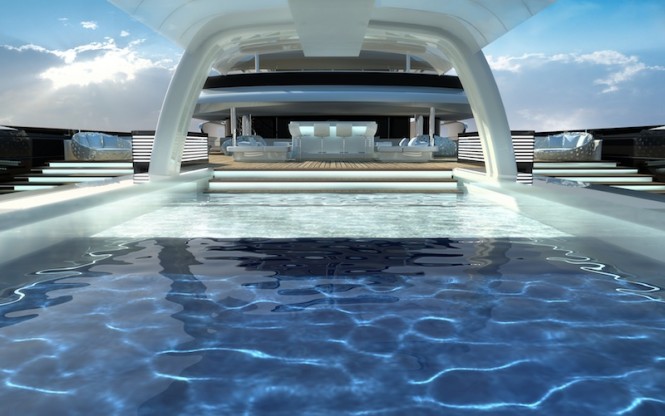 Exterior spaces of the 120m mega yacht Explore 120 by Newcruise Exterior spaces of the 120m mega yacht Explore 120 by Newcruise