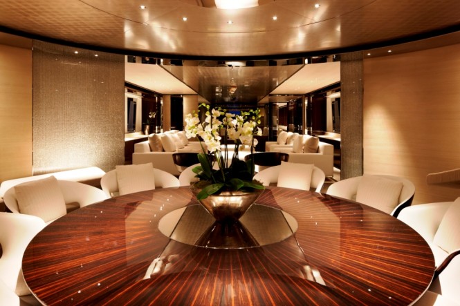 Interior of the YN 15250 Motor Yacht Satori by Heesen Dining Room - Photo credit Dick Holthuis Interior of the YN 15250 Motor Yacht Satori by Heesen Dining Room - Photo credit Dick Holthuis