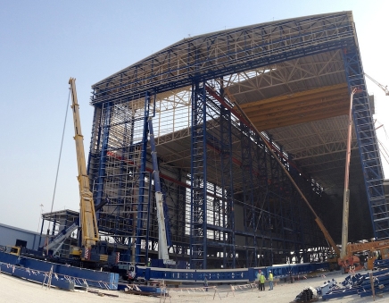 Jewers Doors installs tallest ever doors at the new Nakilat superyacht facility in Qatar