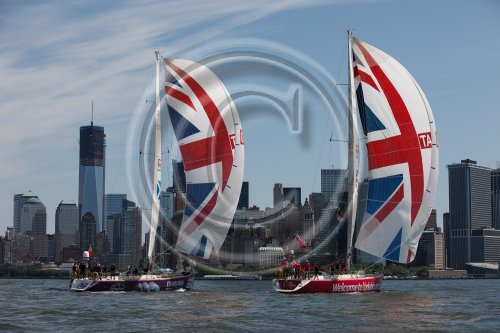 The Clipper Round the World Yacht Race flotilla saluted Queen from New York