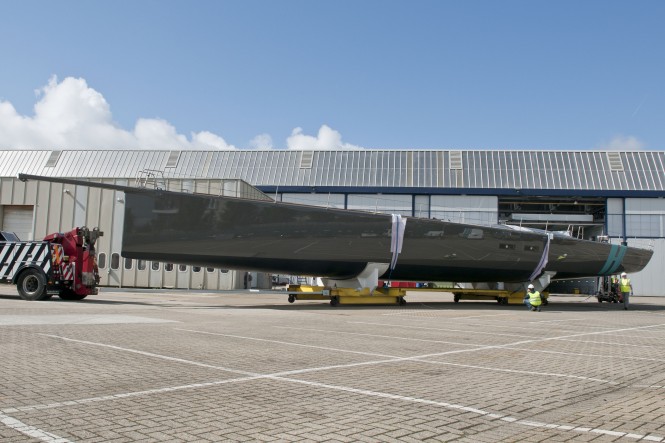 The first 100ft WallyCento class sailing yacht HAMILTON launched today
