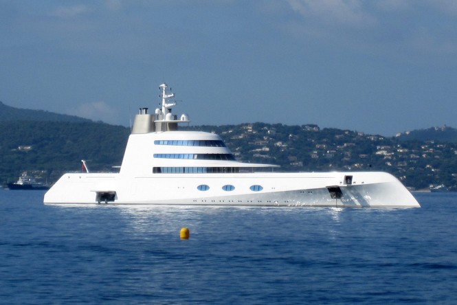 Photos of the 119m Blohm+Voss mega yacht ‘A’ on the French Riviera