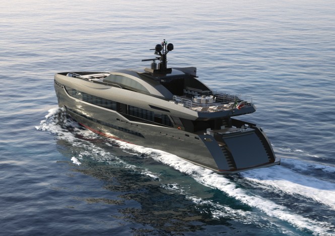 The first images of the 40m superyacht Columbus Sport 130’ Hybrid hull