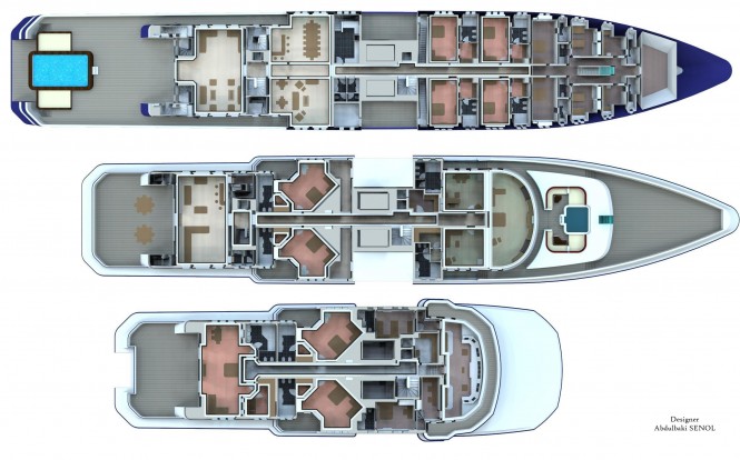 90m Senol Mega Yacht Concept - Deck Plan 90m Senol Mega Yacht Concept - Deck Plan