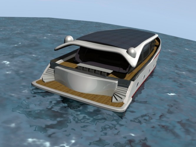 A 40m trimaran yacht - rear view