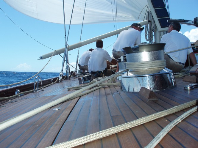 Aboard sailing yacht Velsheda Aboard sailing yacht Velsheda