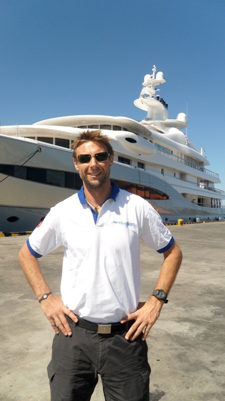 Asia Pacific Superyachts Indonesia Richard Lofthouse at Bali harbor with Mayan Queen Asia Pacific Superyachts Indonesia Richard Lofthouse at Bali harbor with Mayan Queen