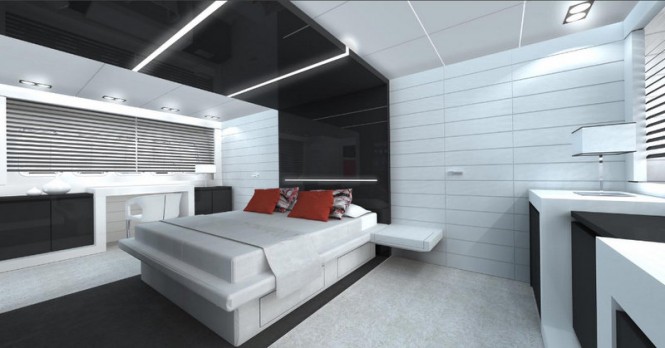 Luxurious cabins aboard motor yacht Mangusta 110 Luxurious cabins aboard motor yacht Mangusta 110