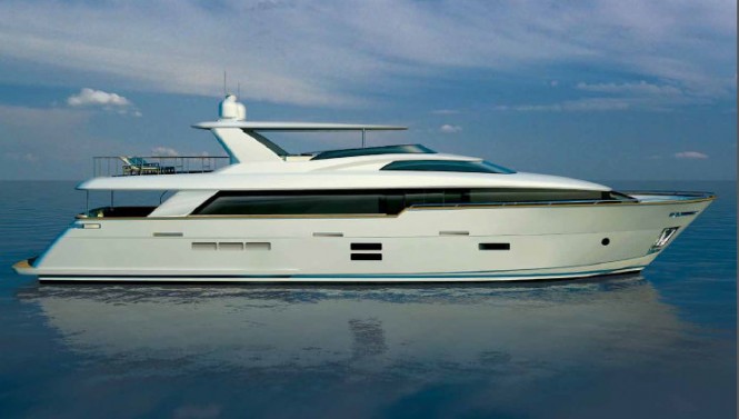 Luxury yacht 100 RPH - side view Luxury yacht 100 RPH - side view
