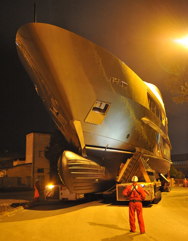 Night transportation of the 46m superyacht Achilles by Sanlorenzo Night transportation of the 46m superyacht Achilles by Sanlorenzo