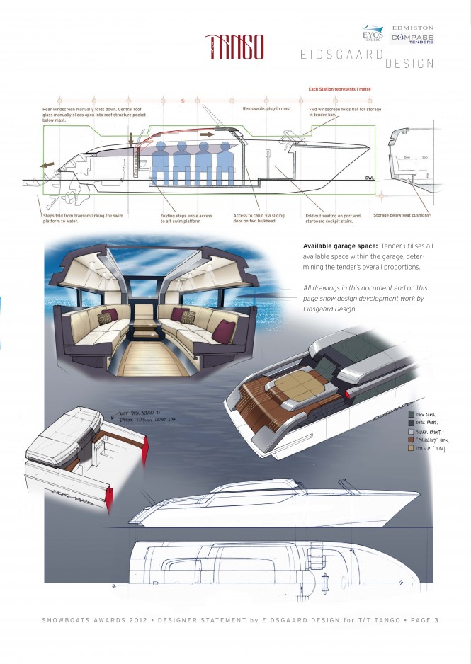 Sketches of the 9m Limousine yacht tender Sketches of the 9m Limousine yacht tender