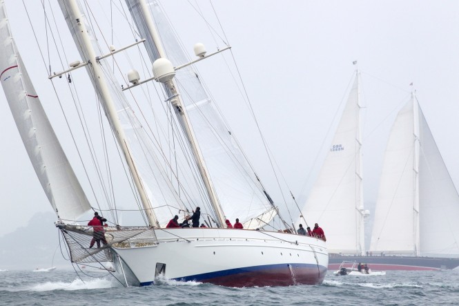 The 3rd Pendennis Cup: Racing Day 1 – Superyacht Mariette of 1915 currently leading in Class 2 and luxury yacht Mikado in Class 3