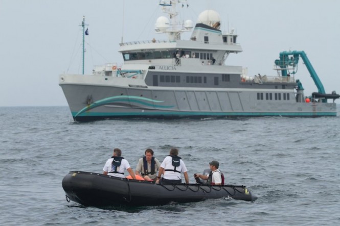 Triton Submarines running dive operations in Japan with support of the 56m motor yacht Alucia