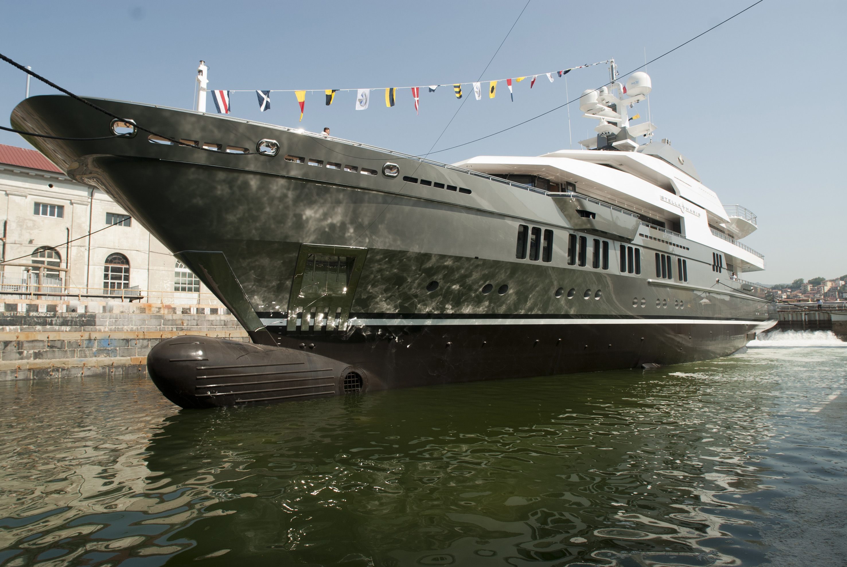 The first images from the launch of the 72m superyacht STELLA MARIS by VSY