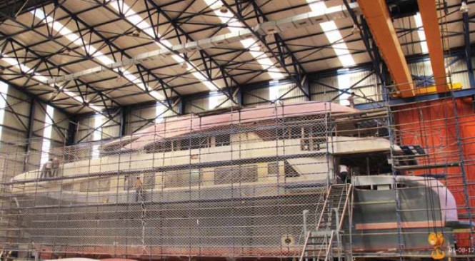 Luxury catamaran yacht Quaranta in build Luxury catamaran yacht Quaranta in build