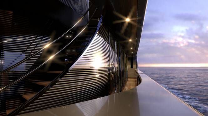 Detail of the Mondo 45 yacht by Sergio Cutolo for Mondo Marine Detail of the Mondo 45 yacht by Sergio Cutolo for Mondo Marine