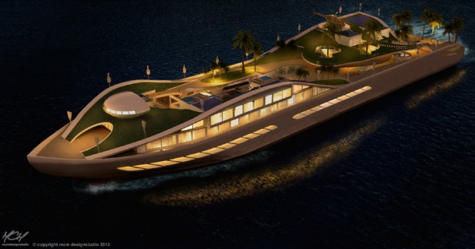 Floating Island/Megayacht ISLAND(E)MOTION concept by MCM Designstudio presented at the 2012 MYS