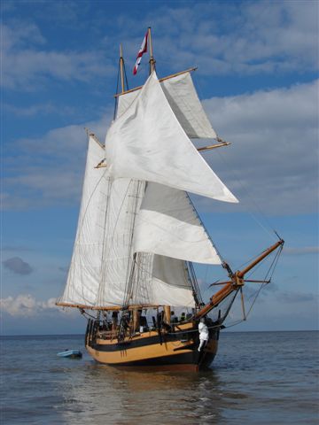 Luxury yacht HMS Pickle - front view Luxury yacht HMS Pickle - front view