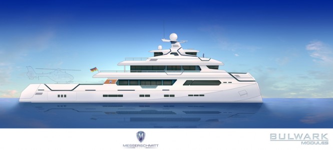 The latest 50m motor yacht MTT-Bulwark-Modules concept by Messerschmitt Yachts unveiled at the 2012 MYS