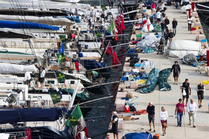 A fleet of 34 international Maxi yachts competing in this year’s Maxi Yacht Rolex Cup