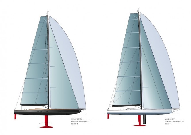 Francois Chevalier’s 100ft Maxi Scow yacht and WallyCento superyacht concepts