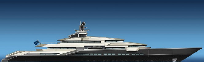 The impressive 110m Oceanco motor yacht DP002 concept revealed in model form at the 2012 MYS