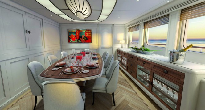 115ft motor yacht RossoMare 115 - Dining 115ft motor yacht RossoMare 115 - Dining