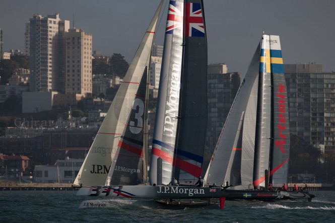 The early lead in the fleet racing championship of the second ACWS San Francisco for Ben Ainslie