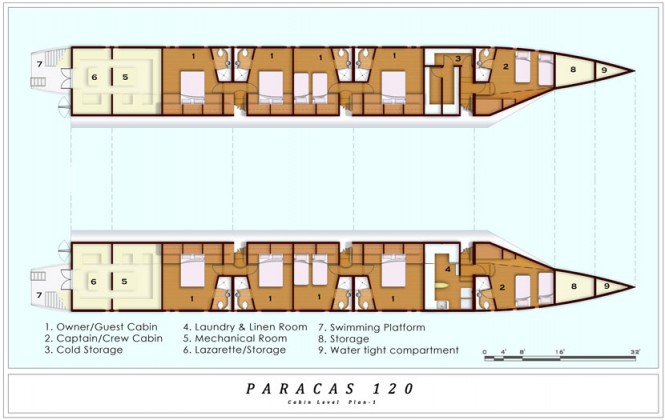 Catamaran yacht Paracas 120 - Layout Catamaran yacht Paracas 120 - Layout
