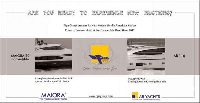Fipa Group attending the 2012 FLIBS with AB 116 superyacht on display