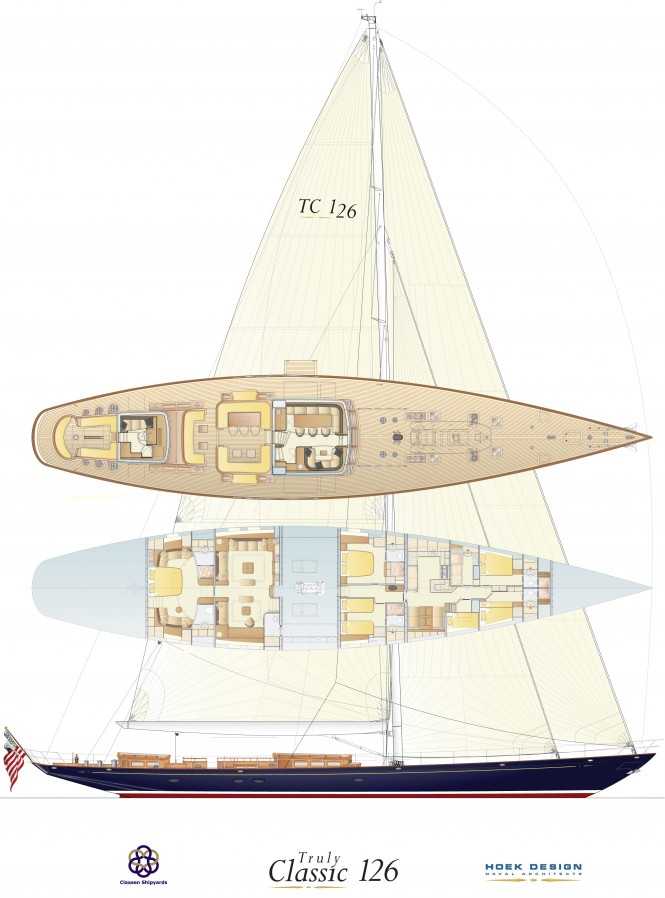 The largest Truly Classic sailing yacht TC126 by Hoek Design to start construction in January