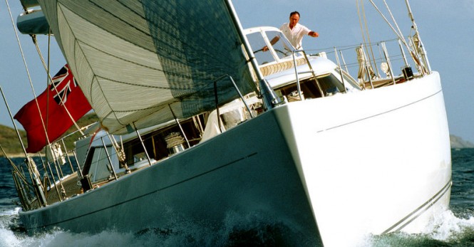 Luxury yacht Unfurled - front view Luxury yacht Unfurled - front view