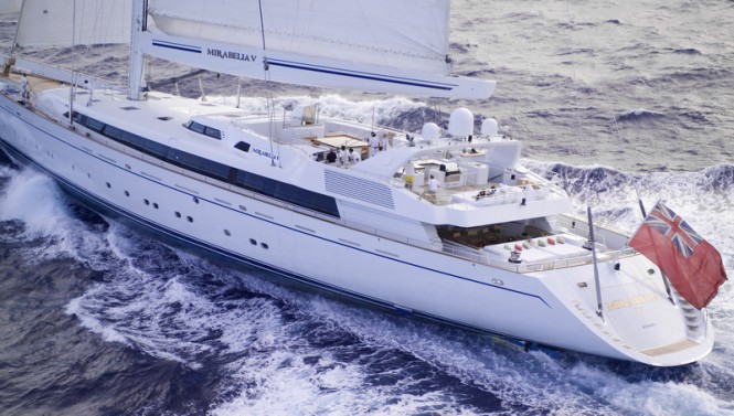 Refit of the 75m superyacht M5 (ex Mirabella V) at Pendennis well underway