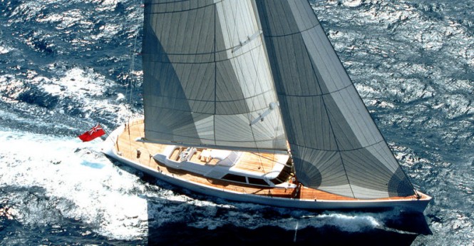 Sailing yacht Unfurled - view from above Sailing yacht Unfurled - view from above