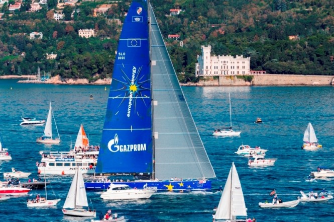 Benchmark time for the passage record between Trieste and Valletta set by Esimit Europa 2 superyacht