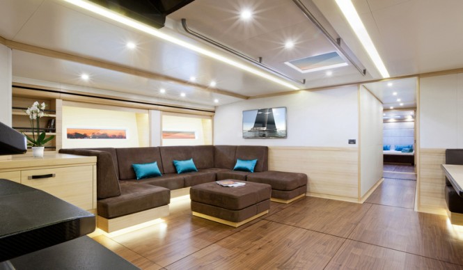100ft sailing yacht Hamilton - Saloon Photo by Justin Ratcliffe