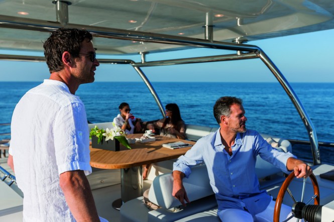 Enjoying time aboard Magellano 76 yacht by Azimut Yachts Enjoying time aboard Magellano 76 yacht by Azimut Yachts
