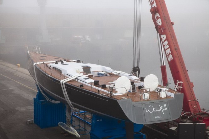 Launching of the Windfall superyacht