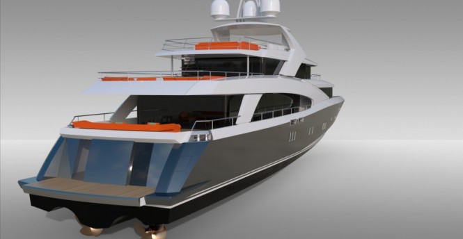 Luxury yacht 4700 Fly - rear view Luxury yacht 4700 Fly - rear view
