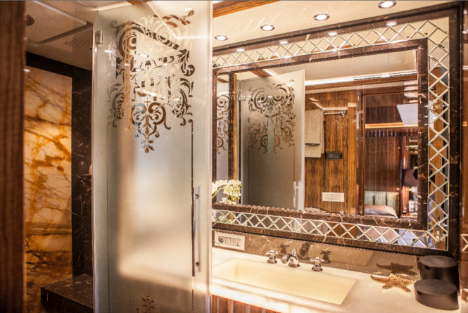 Owner Bathroom aboard luxury yacht OKKO launched in 2012 Owner Bathroom aboard luxury yacht OKKO launched in 2012