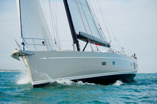 Formula Marine’s Shark Boom™ fitted on the Oyster 885 yacht LUSH on display at METS