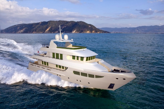 Motor yacht Miss Tor Trawler 130 under construction at Orucoglu Shipyard
