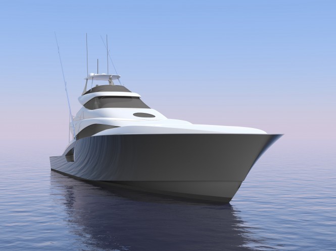 Luxury motor yacht 335 Sportfish design - front view Luxury motor yacht 335 Sportfish design - front view