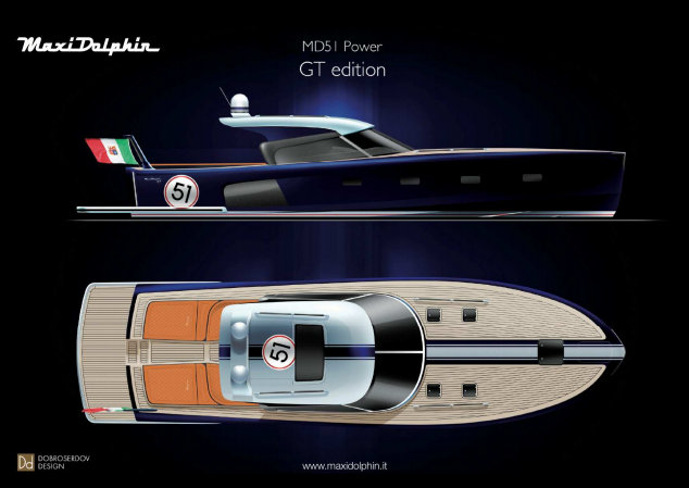 Special edition of the Maxi Dolphin’s MD51 Power: GT (Gran Turismo) yacht tender