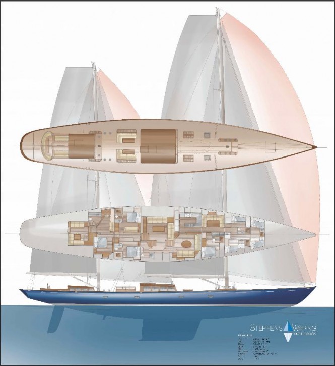 New 44m sailing yacht ANTHEM concept by Stephens Waring Yacht Design