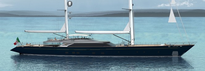 Complete set of composite rigging back by Future Fibres for 60m Perini Navi superyacht Hull C.2193