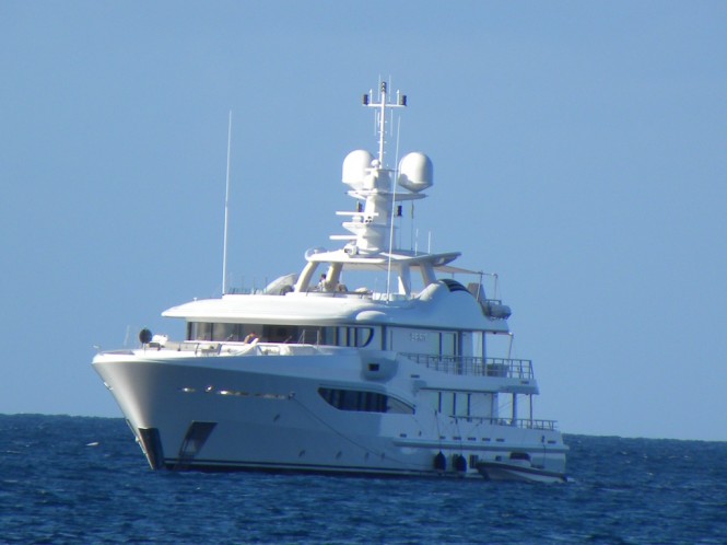 Amels motor yacht SPIRIT - Photographed by Scott Henderson from the Pinney's Beach on Nevis in the Caribbean d by Scott Henderson from the Pinney's Beach on Nevis in the Caribbean