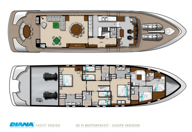DIANA Blu 28m Coupe version yacht - deck layout DIANA Blu 28m Coupe version yacht - deck layout