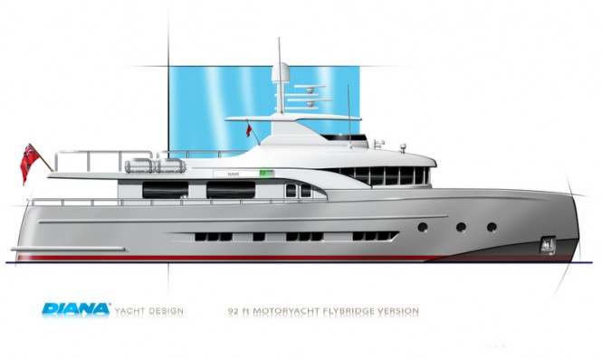 DIANA Blu flybridge version yacht - grey hull DIANA Blu flybridge version yacht - grey hull