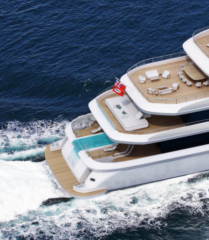 Luxury megayacht Project Dream - aft view Luxury megayacht Project Dream - aft view
